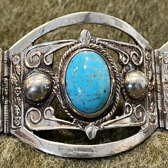 Vintage Hubbell Glass Mexico Alpaca Bracelet - Picture 13 of 16